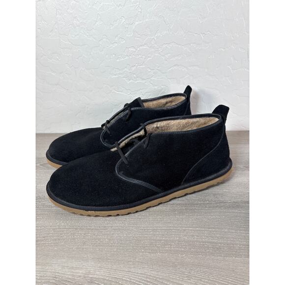 Ugg Maksim Mens Chukka Black Suede Shearling Ankle boots Shoes US 15 - Picture 1 of 8